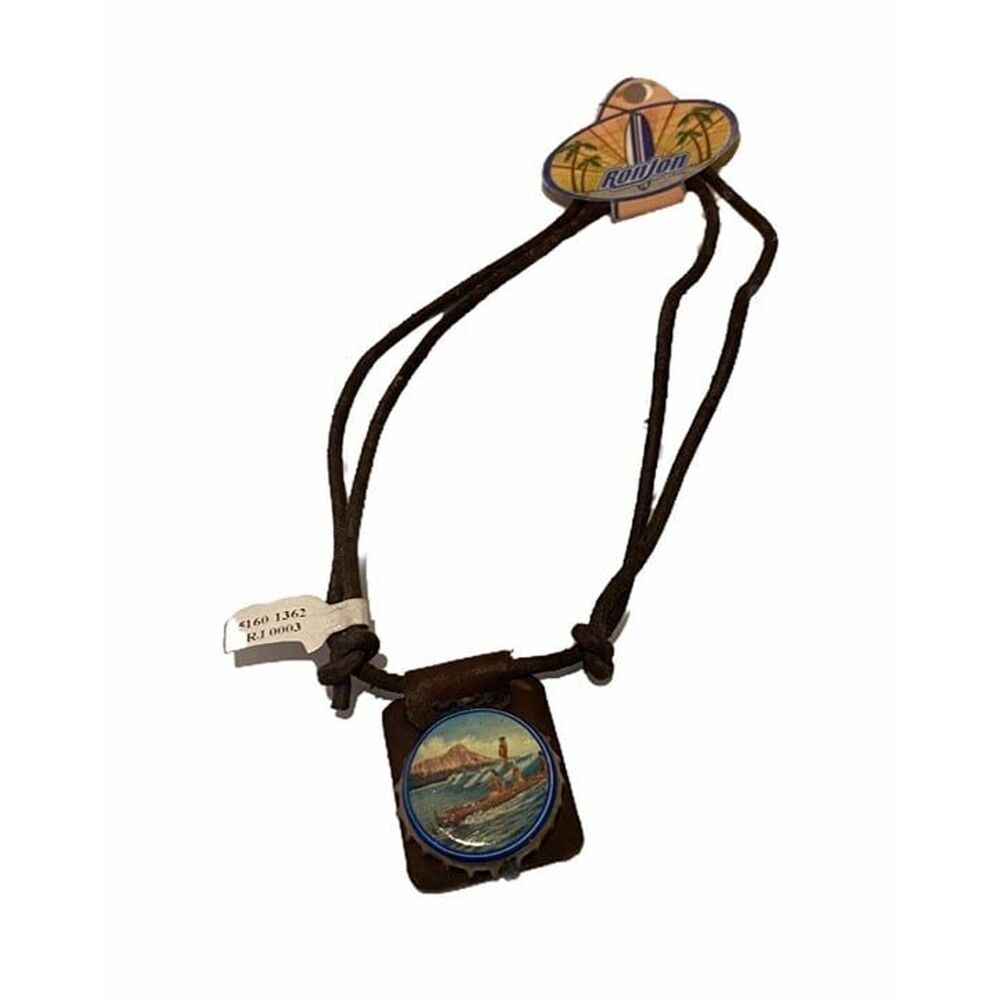 Vintage Surfing Necklace from Ron Jon Surf Shop with Bottle Cap Focal Point